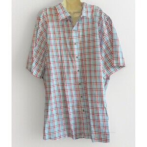 HB Shirt Mens 3XLT Red Plaid Big & Tall Short Sleeve Button Up Casual Top